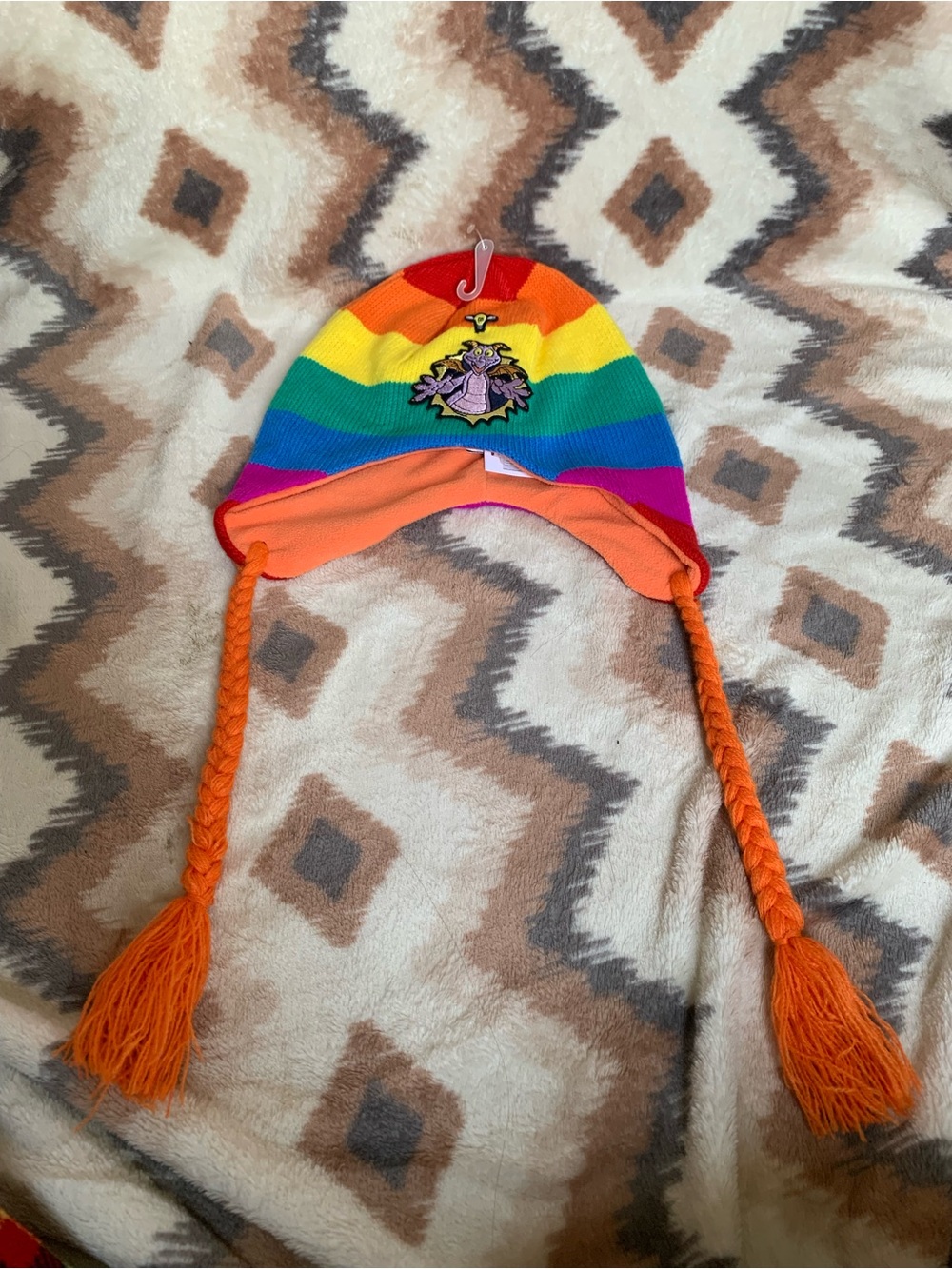 Disney Parks Epcot Figment Colorful Knit Winter Hat Adult Size Rainbow NEW!!!